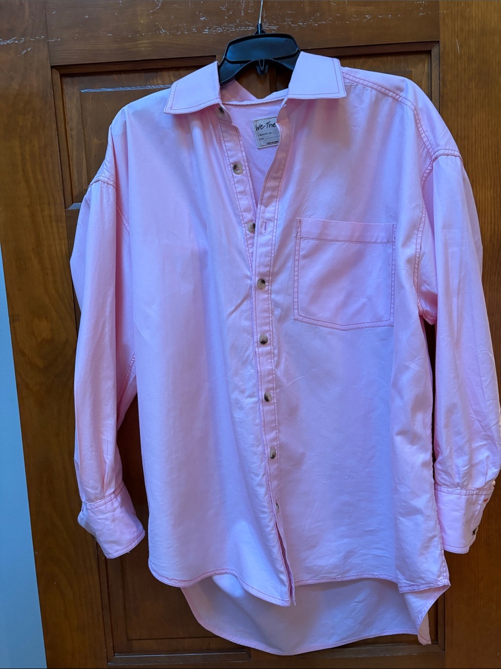 Free People Oversized Pink Button-Up Blouse